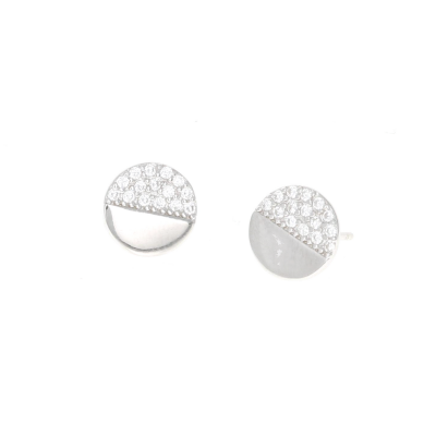 Half & Half Disc Stud Earrings