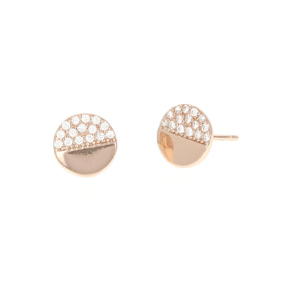 Half & Half Disc Stud Earrings