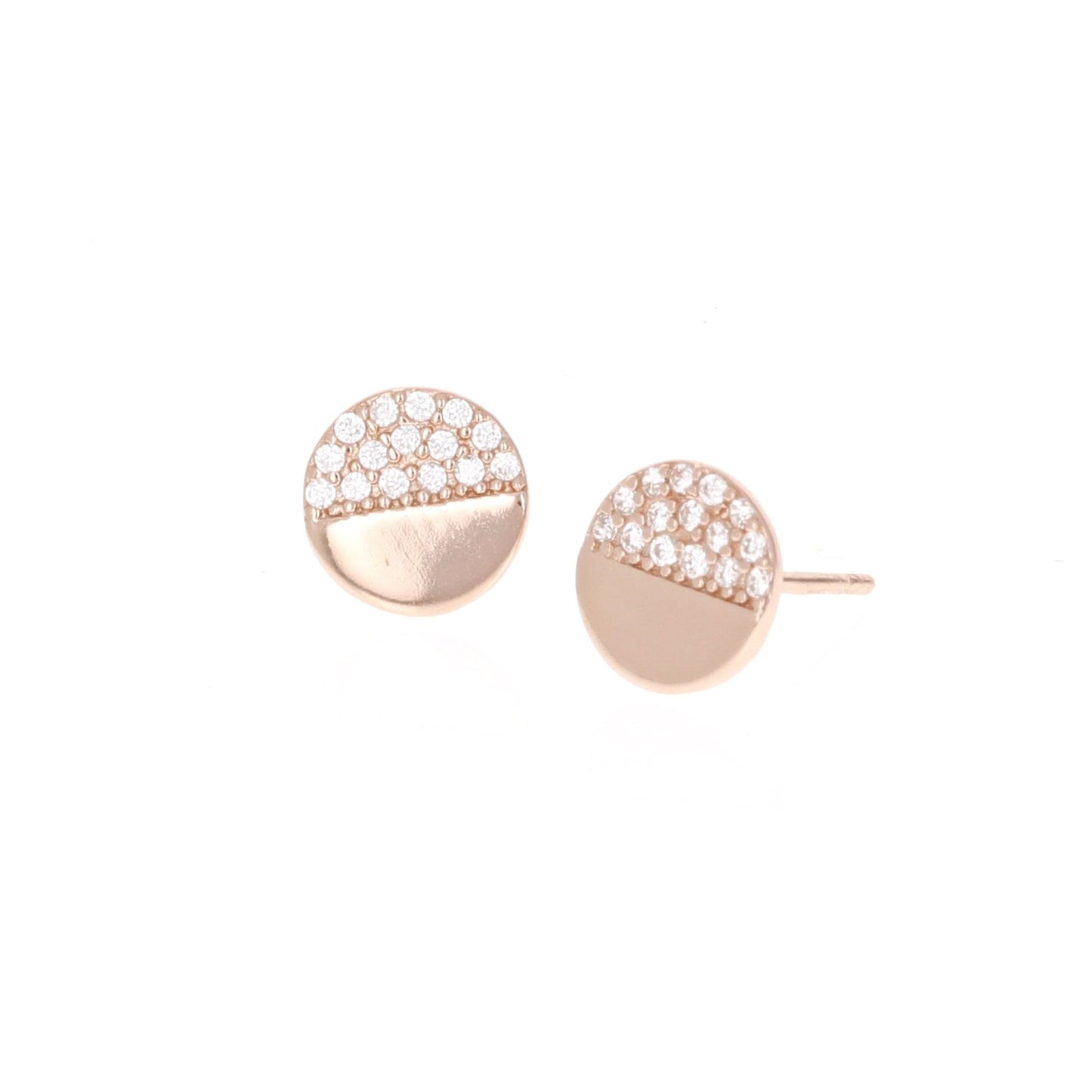 Half & Half Disc Stud Earrings