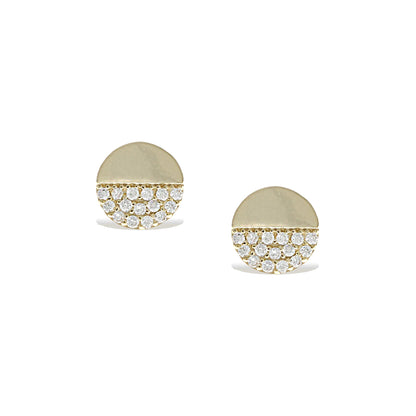 Half & Half Disc Stud Earrings