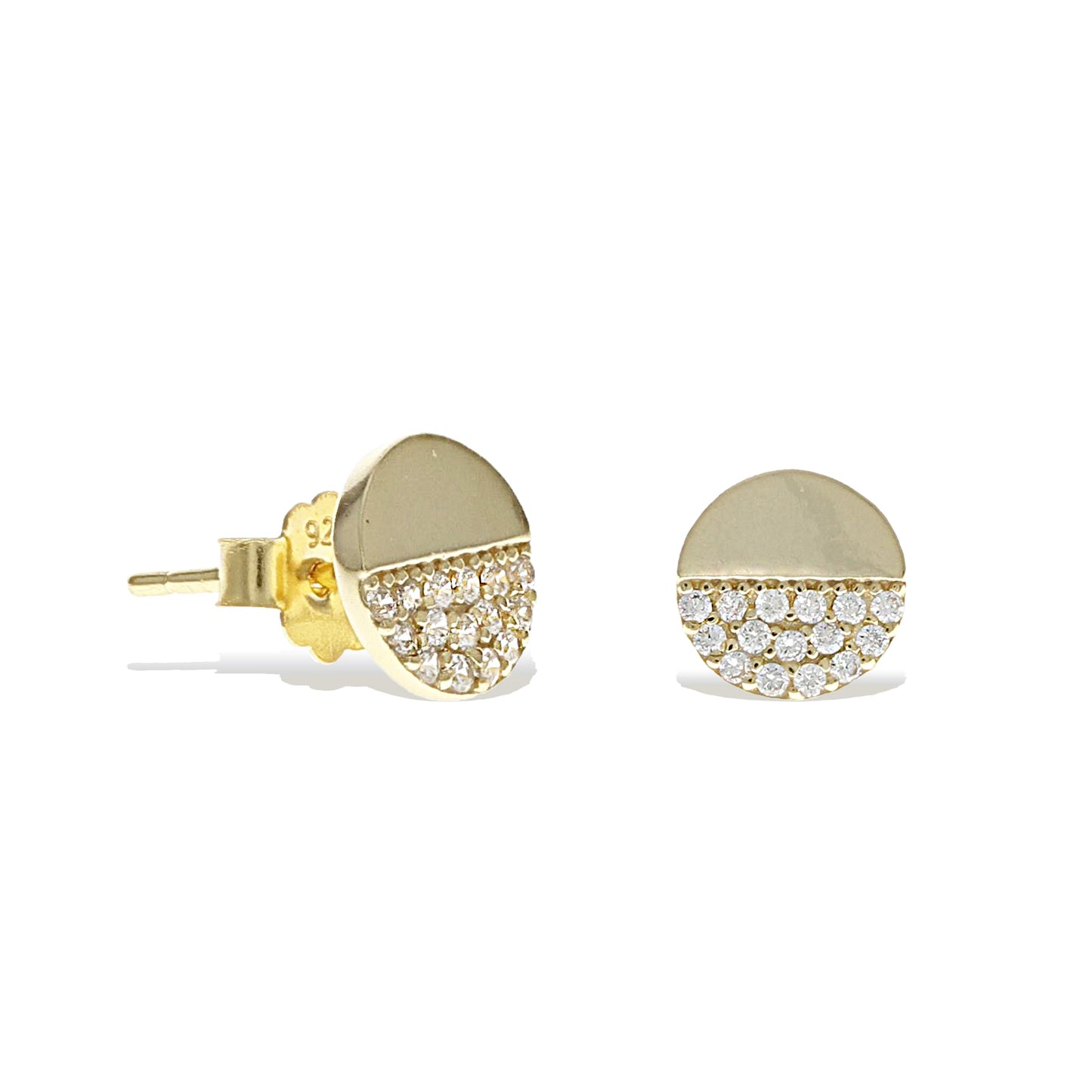 Half & Half Disc Stud Earrings