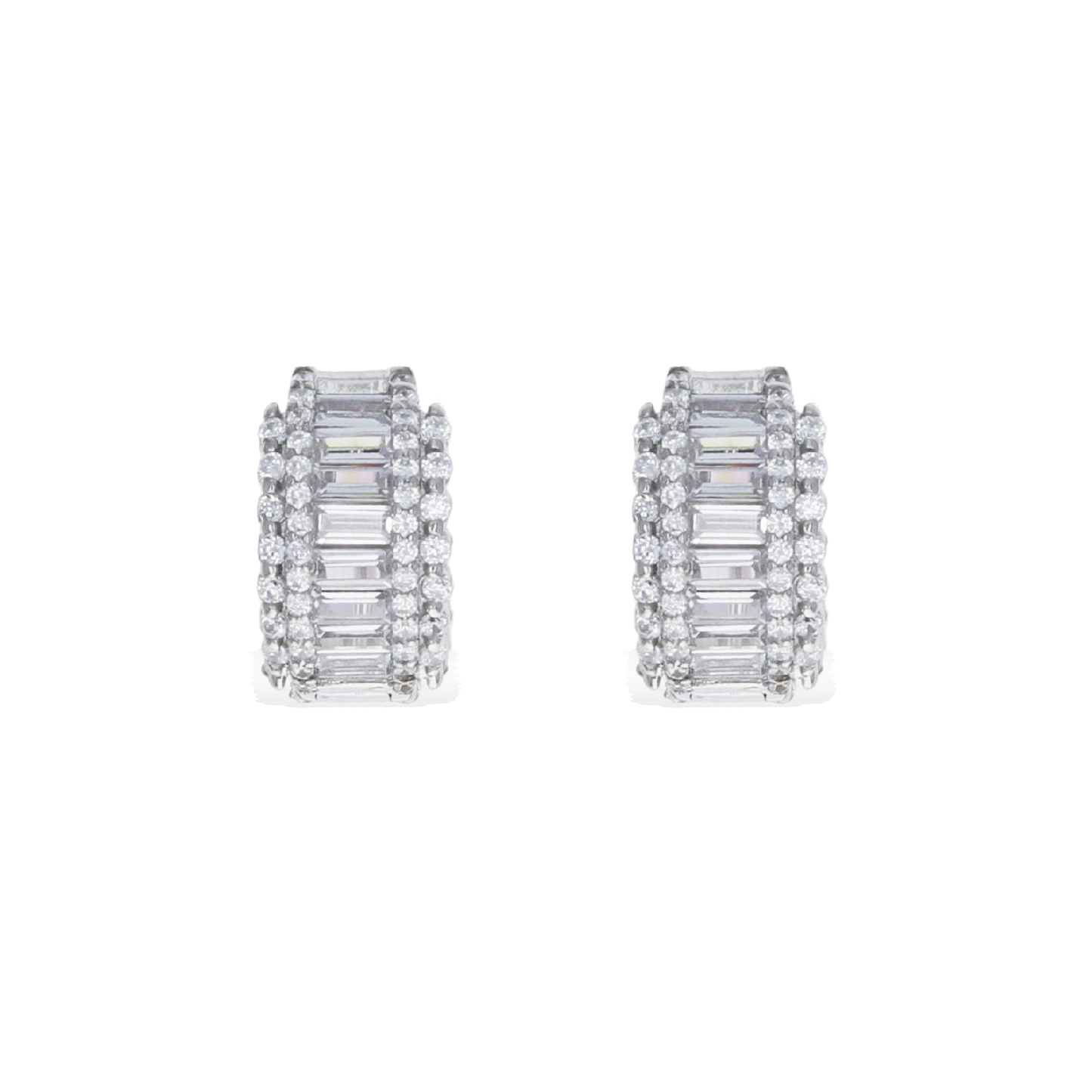 Elegant Emerald Cut Huggie Hoop Earrings