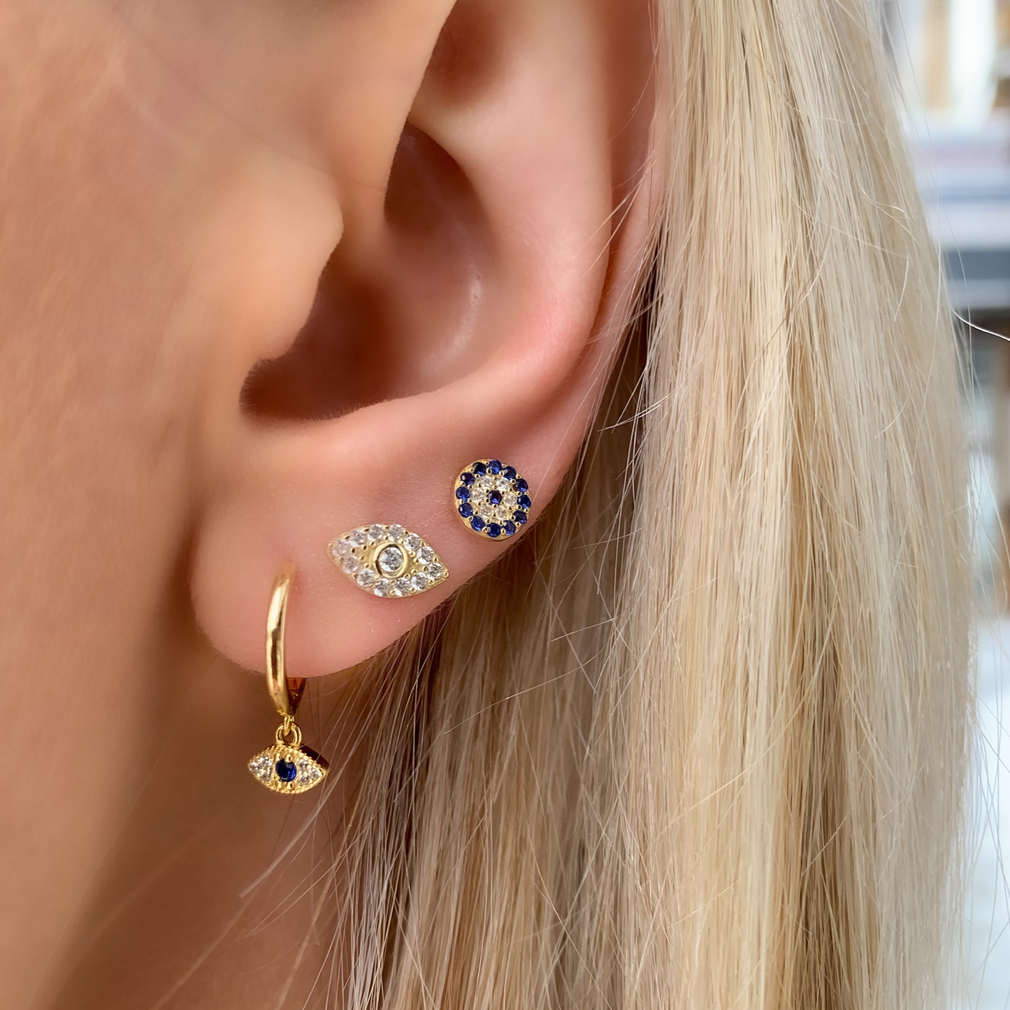 Evil Eye Disc Studs