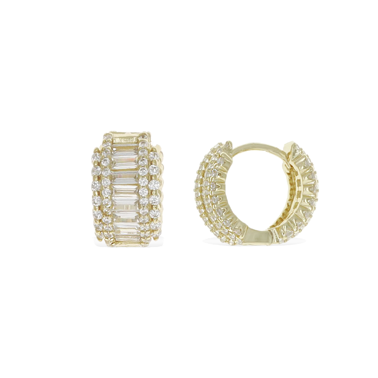 Elegant Emerald Cut Huggie Hoop Earrings