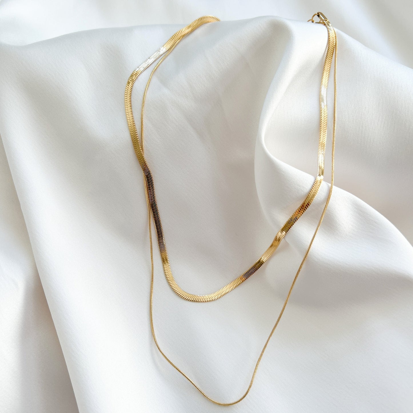 Layered Herringbone Chain Necklace