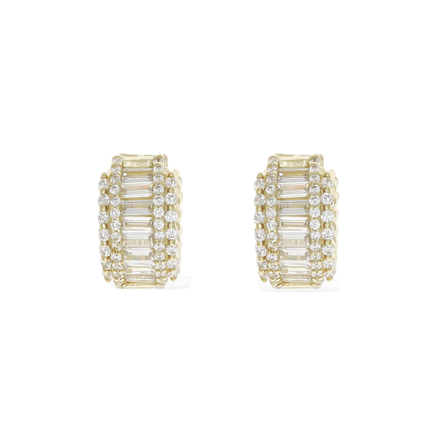 Elegant Emerald Cut Huggie Hoop Earrings