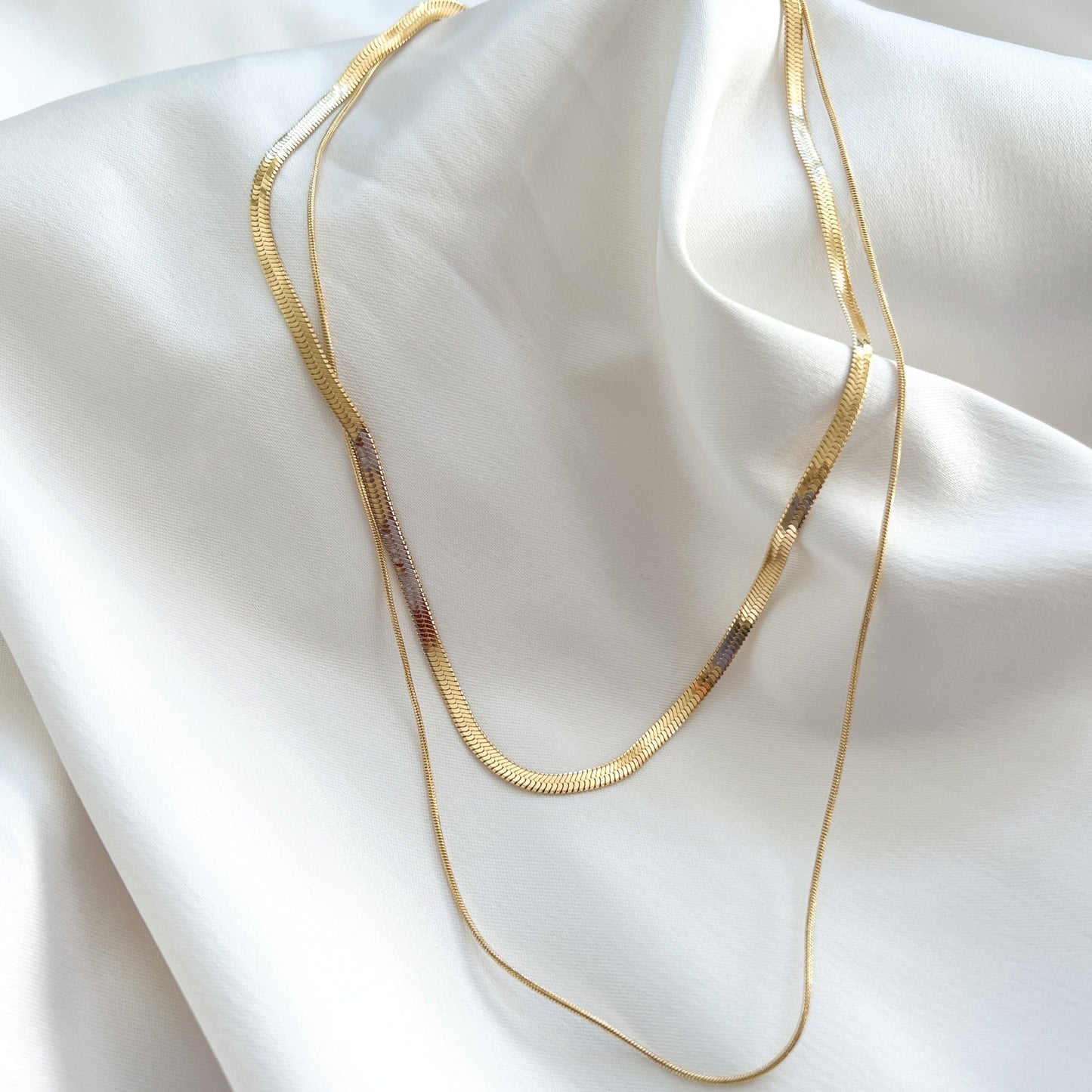 Layered Herringbone Chain Necklace