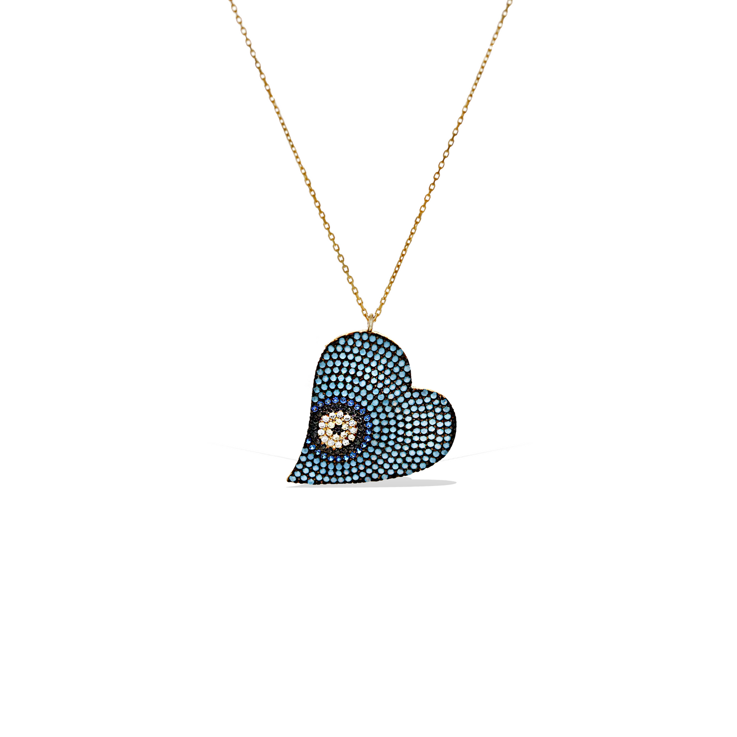 Sideways Evil Eye Heart Necklace