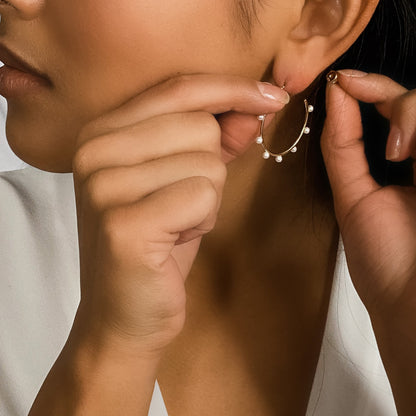 Pearl Dot Hoop Earrings