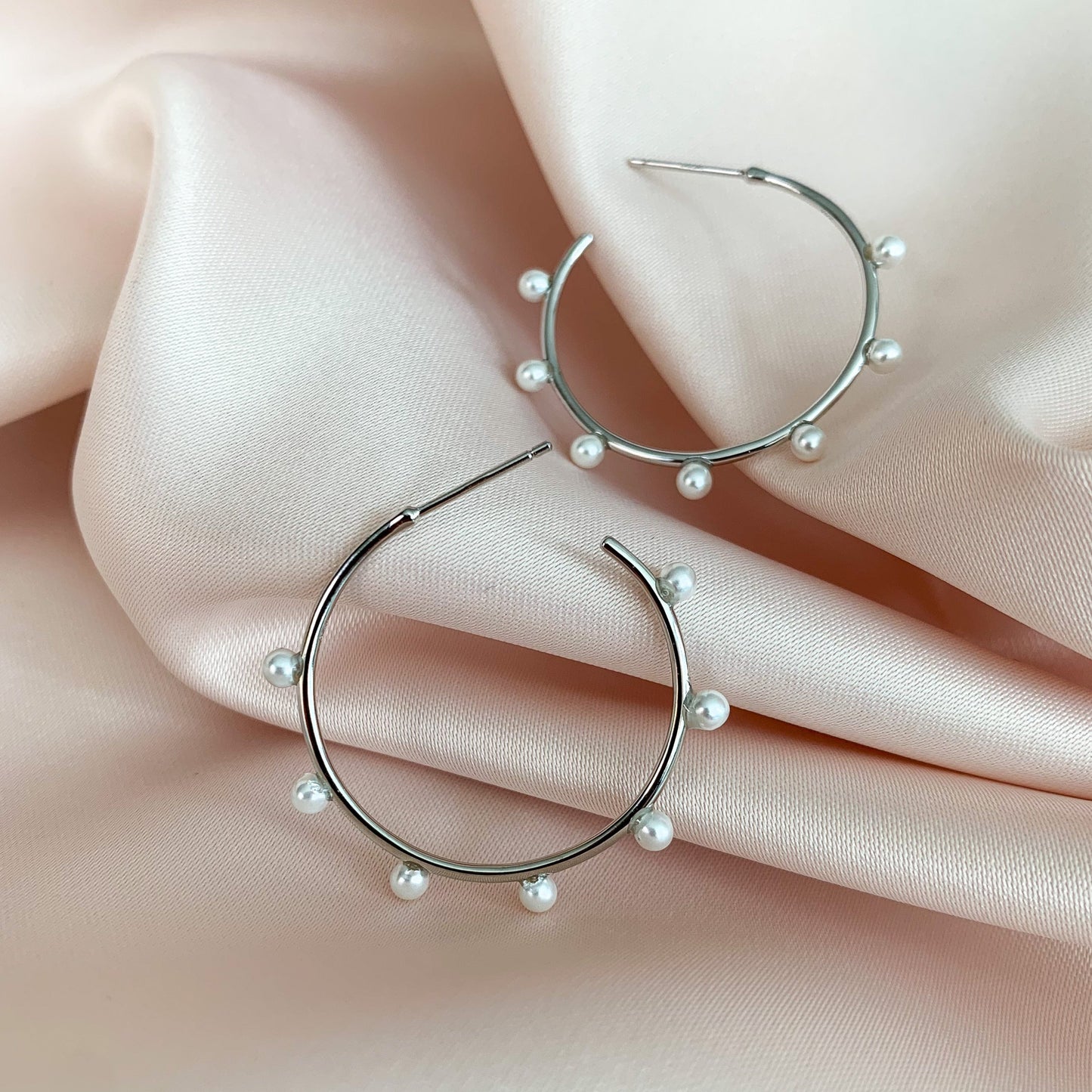 Pearl Dot Hoop Earrings