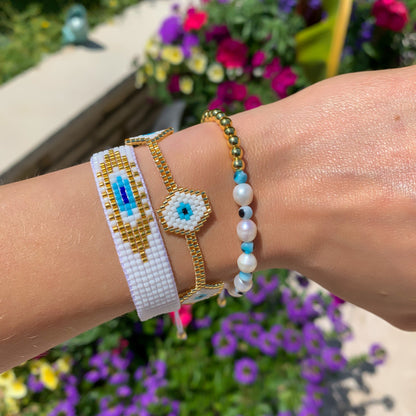 Triple Evil Eye Beaded Bracelet