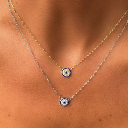 Small Sapphire Blue Evil Eye Necklace