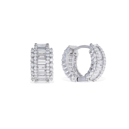 Elegant Emerald Cut Huggie Hoop Earrings