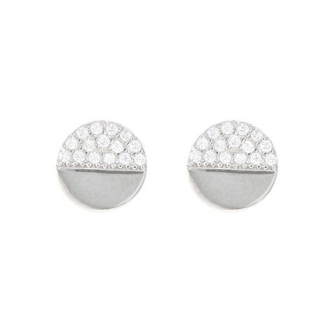 Half & Half Disc Stud Earrings