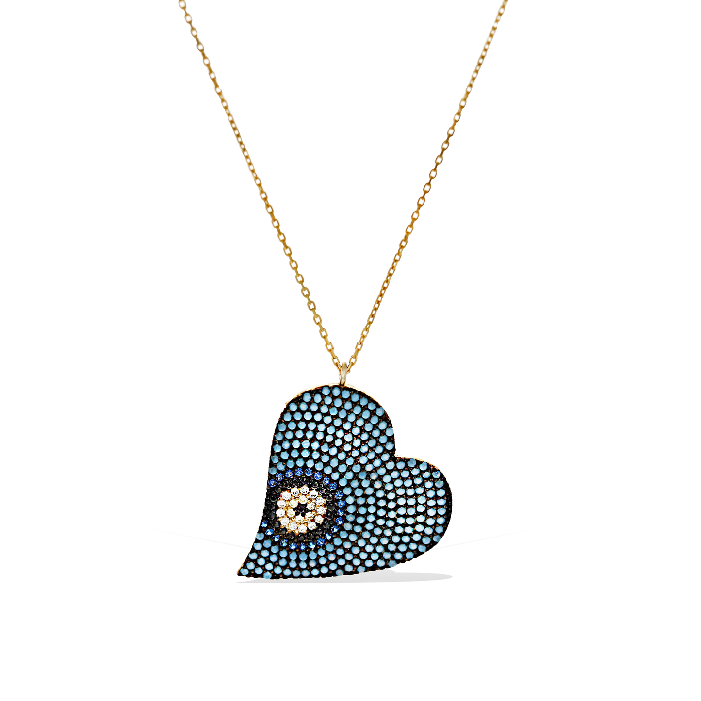 Sideways Evil Eye Heart Necklace