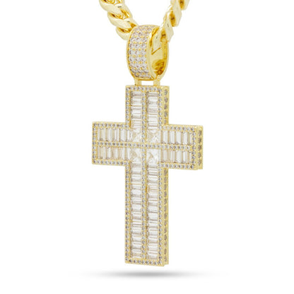 Baguette Cut Cross Necklace