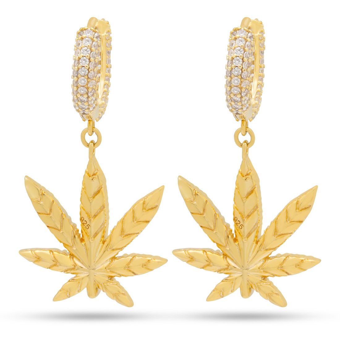 Iced Cannabis Leaf Hanging Earrings