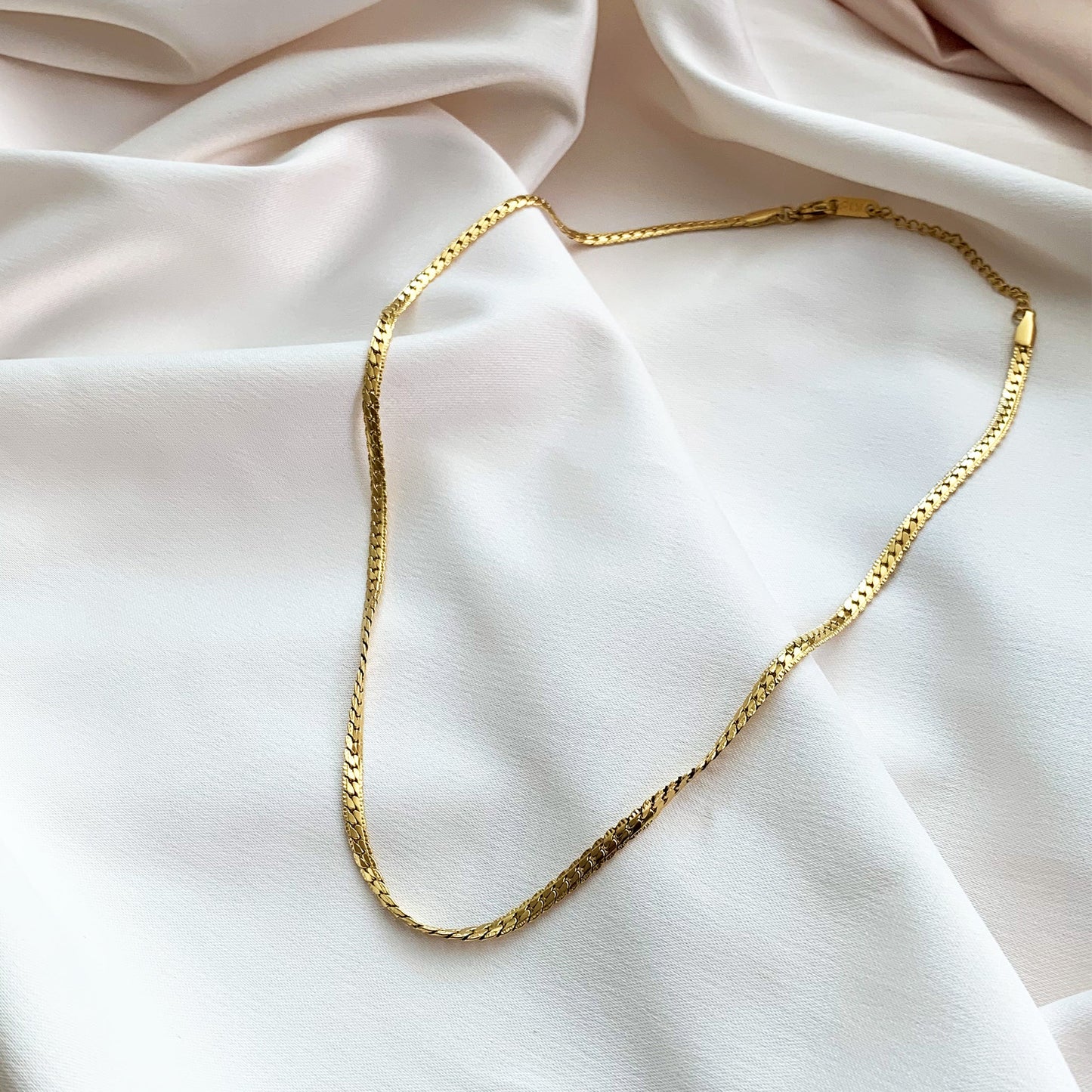 Thin Braided Herringbone Necklace