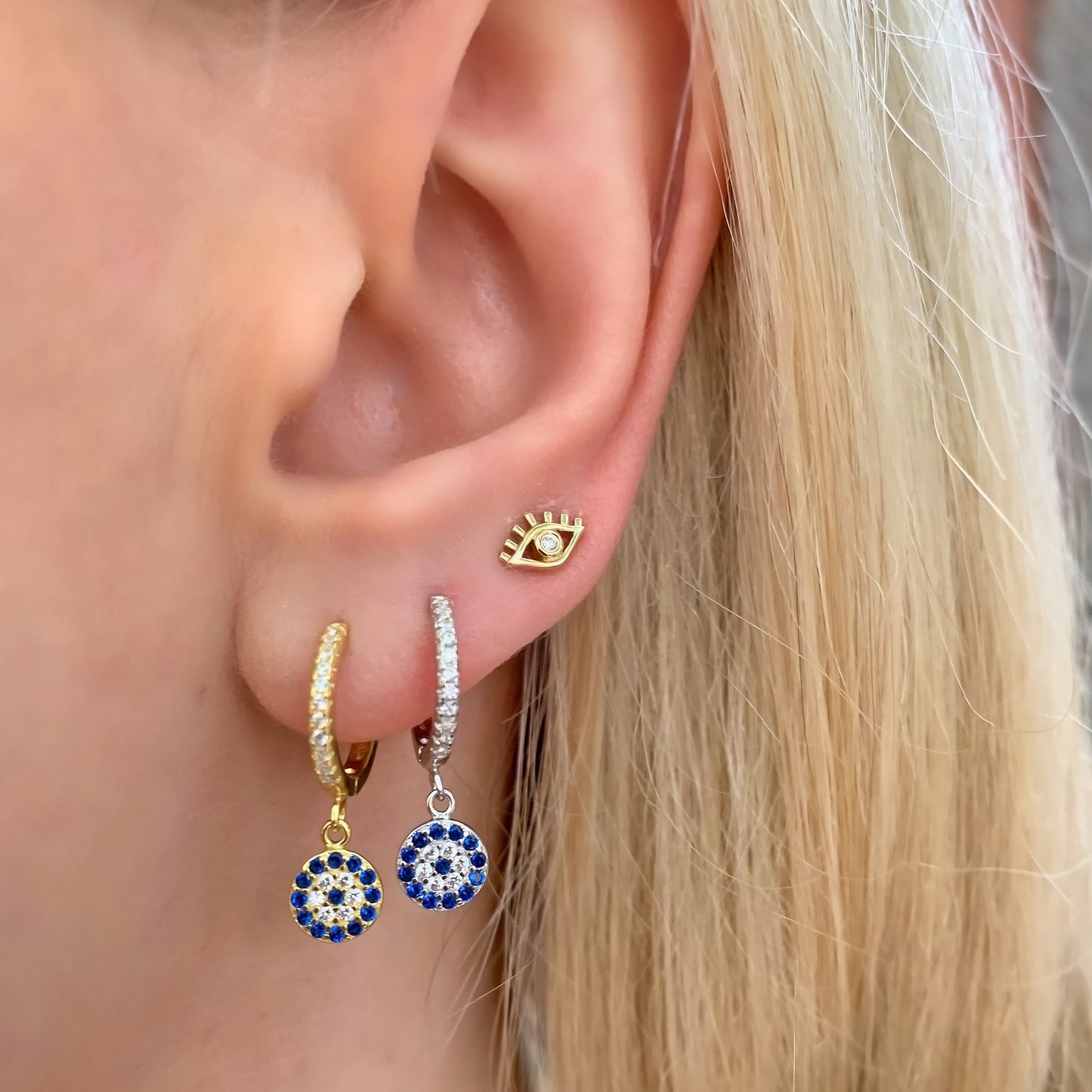 Petite Evil Eye Charm Earrings