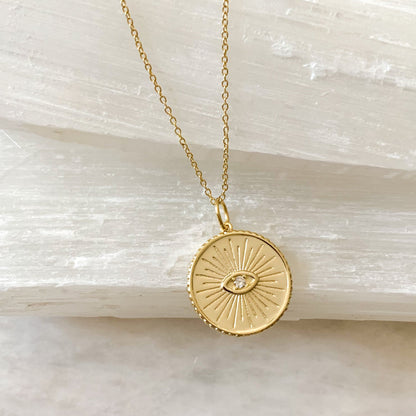 Wise Evil Eye Coin Necklace