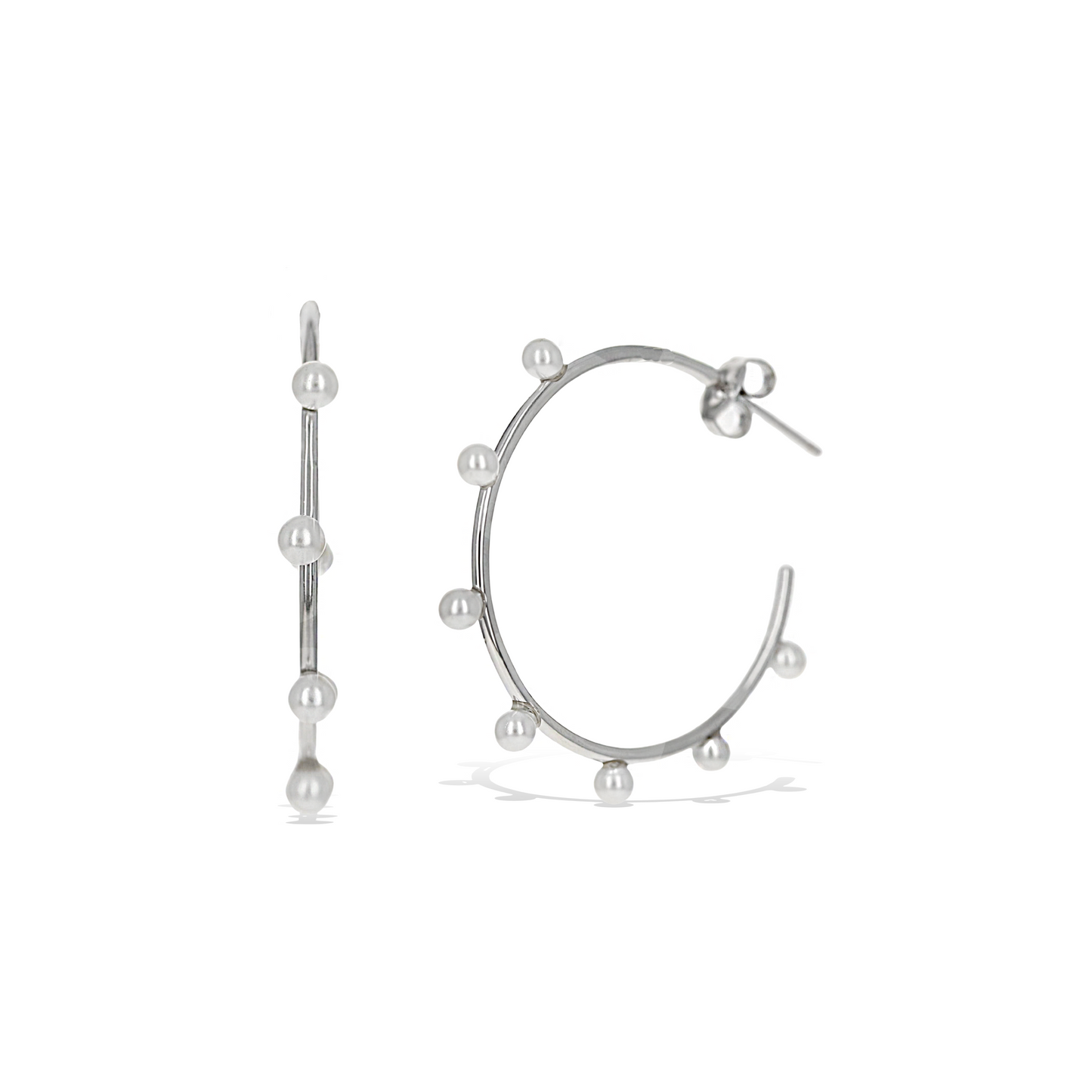 Pearl Dot Hoop Earrings