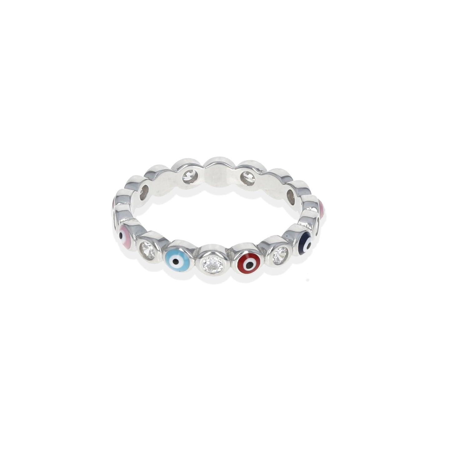 Colorful Evil Eye Eternity Ring