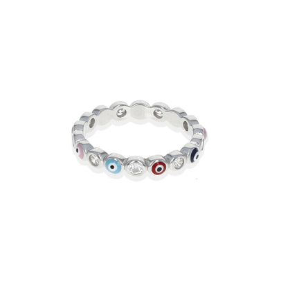 Colorful Evil Eye Eternity Ring